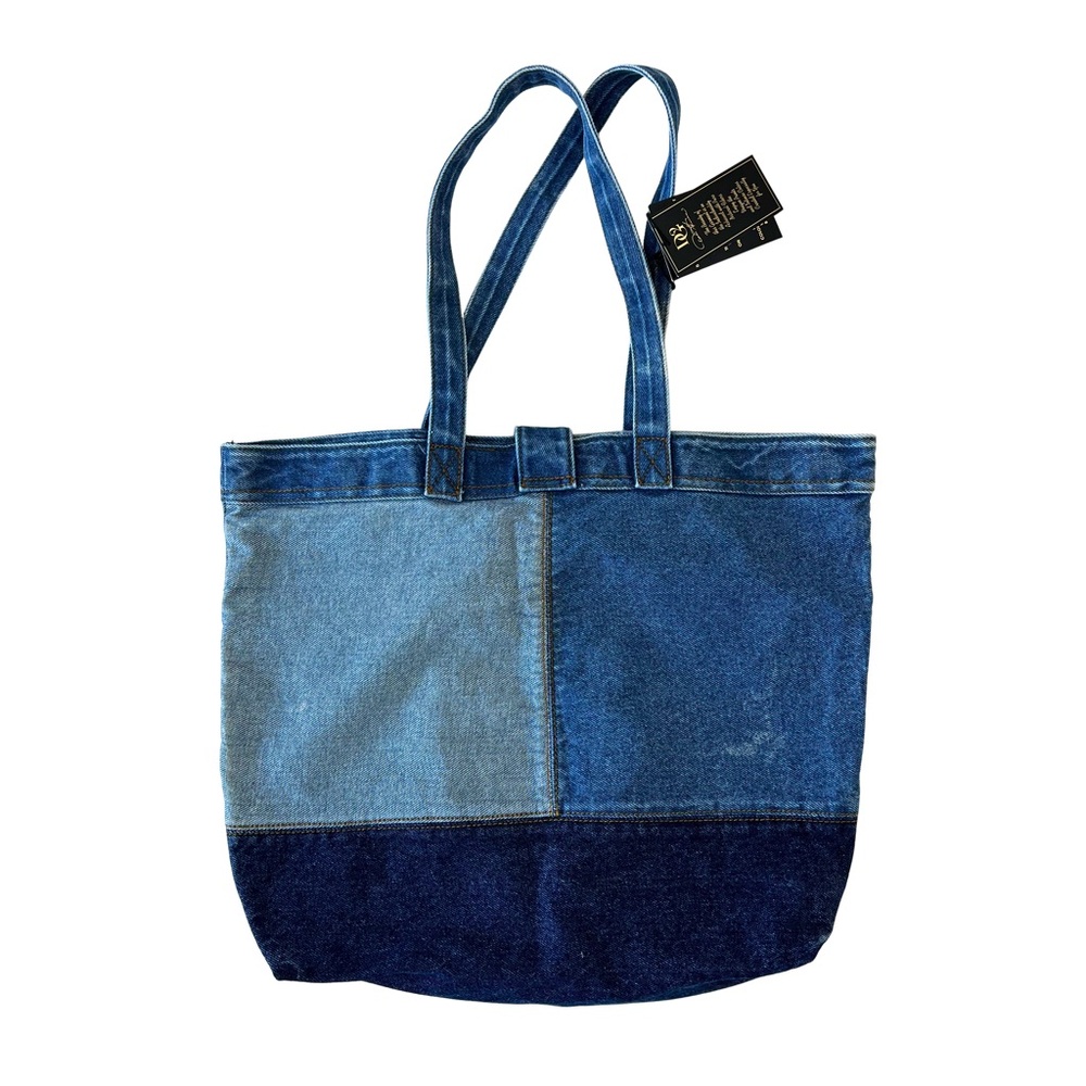 NWT DG2 Diane Gilman Blue Denim Patchwork Tote - Picture 6 of 11